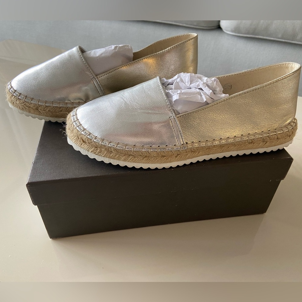 A.TESTONI Leather Espadrilles Sz. 7 (38) Italian NWOT